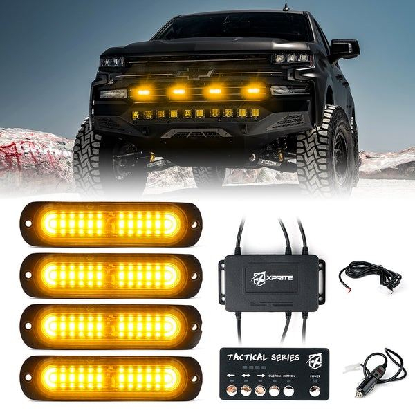 Xprite 52027-4-Y Tactical 12 Series LED Marker Strobe Lights, Amber